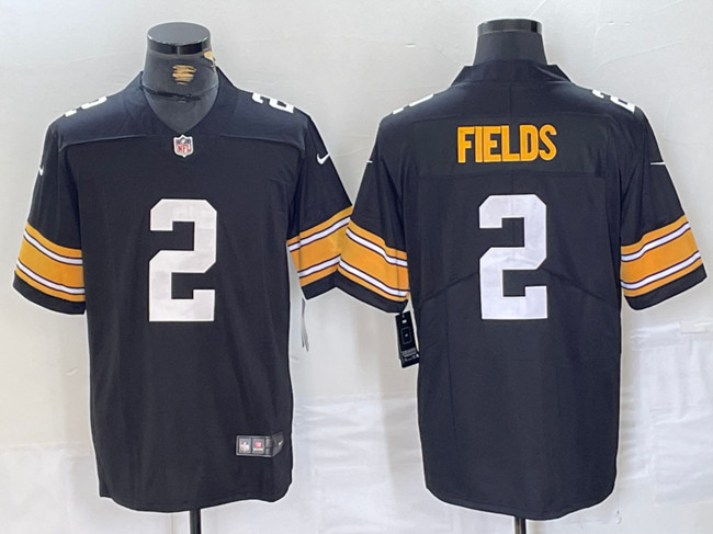 Men's Pittsburgh Steelers #2 Justin Fields Black Vapor Untouchable Limited Stitched Jersey Men's Pittsburgh Steelers #2 Justin Fields Black Vapor Untouchable Limited Stitched Jersey